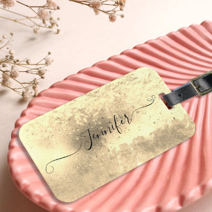 Schicke Faux-Goldfolie Metallic Grunge-Schrift Nam Gepäckanhänger