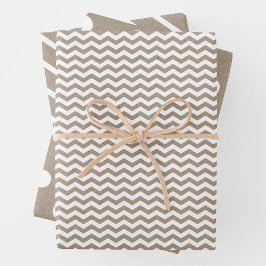 Schicke Faux-Kraftpapier mit lustigen weißen Multi Geschenkpapier Set