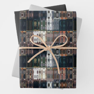 Schicke Faux-Mosaik-Grau-Terrakotta-Design Geschenkpapier Set