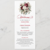 Schicke Florale Blush Burgunder Hochzeitsprogramm Programm (Vorderseite)