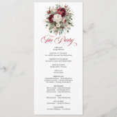 Schicke Florale Blush Burgunder Hochzeitsprogramm Programm (Rückseite)