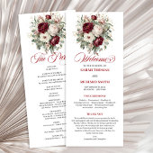 Schicke Florale Blush Burgunder Hochzeitsprogramm Programm