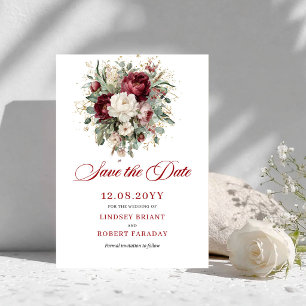 Schicke Florale Blush-Burgunder-Rettet-das-Datum-K Save The Date