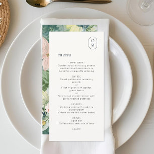 Schicke florale Monogramm-Hochzeits-Flatcard