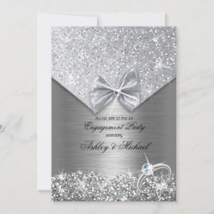schicke Folie Silber Glitzern Pailletten Glitter R Einladung