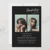 schicke Foto Abschluss Minimalistisch Schwarz-Weiß Einladung (Vorderseite)