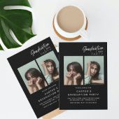 schicke Foto Abschluss Minimalistisch Schwarz-Weiß Einladung