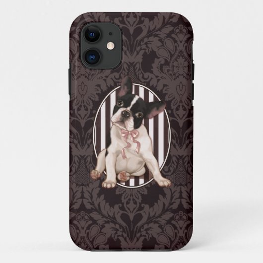 Schicke französische Bulldogge und schwarzer Case-Mate iPhone Hülle (Rückseite)