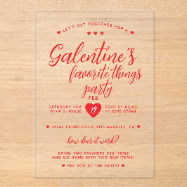 Schicke Galentine's-Favoritensachen-Party Acryleinladungen