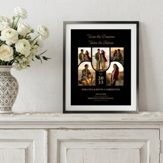Schicke gebogene Collage Double Grads Twins TMF26 Poster