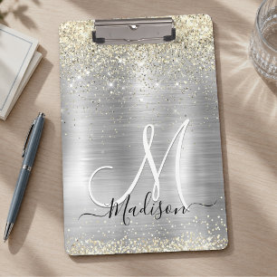 Schicke, gebürstete Metall Silber Gold Faux Glitte Klemmbrett
