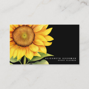 Schicke gelbe Sonnenblumen schwarze Visitenkarten Visitenkarte