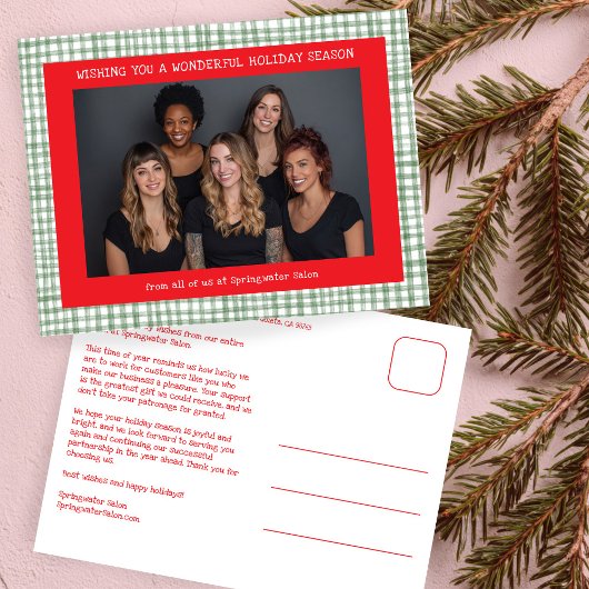 Schicke Gingham Rot Grün Weihnachten Custom Geschä