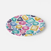 Schicke Girly glänzende Diamant-Edelsteine Pappteller (Schrägansicht)