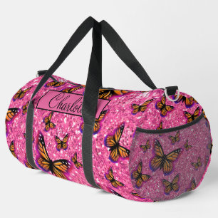 Schicke, girlyhafte rosa-glitzernde Schmetterlinge Duffle Bag