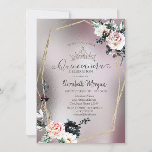 Schicke Glitterkrone, Rosen Metallisch Einladung