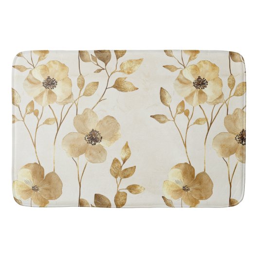 Schicke Gold Glam Blumen Badematte (Vorderseite)