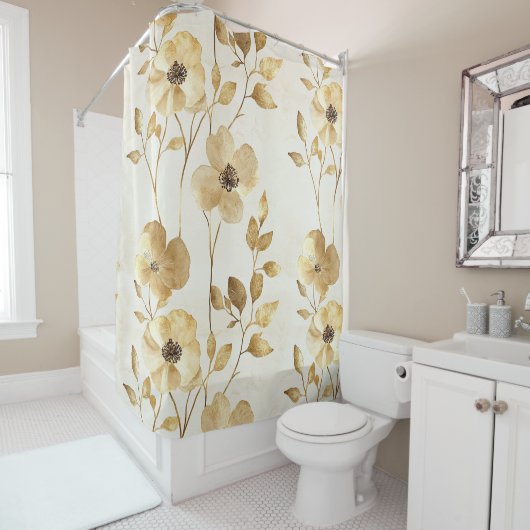 Schicke Gold Glam Blumen Duschvorhang (Beispiel)