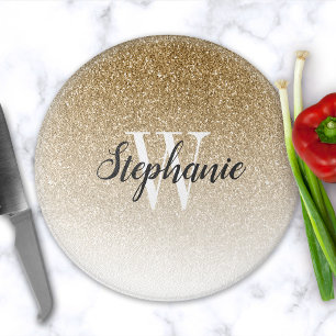Schicke Gold Glitter Ombre Monogramm Schneidebrett