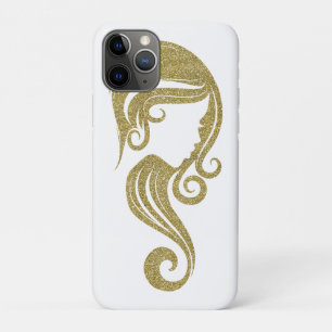 Schicke Gold Glitter Schönheits Mädchen Haar- und Case-Mate iPhone Hülle