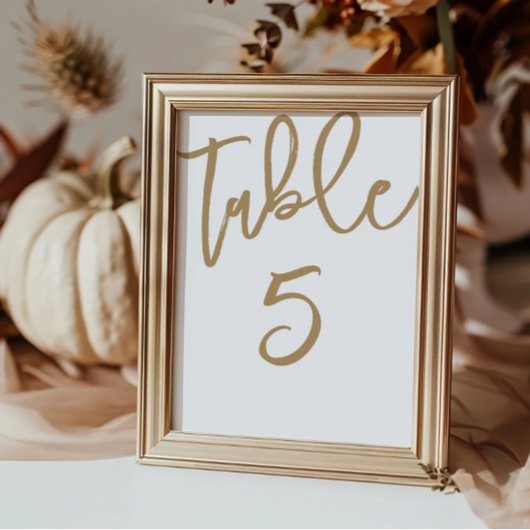 Schicke Gold-Kalligrafie-Hochzeit Tischnummer