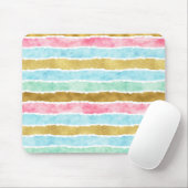 Schicke GoldAquarell-Streifen Mousepad (Mit Mouse)