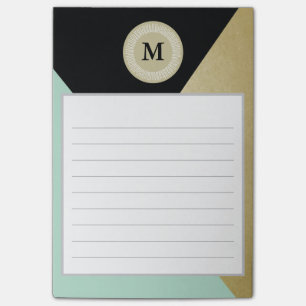 Schicke Goldeffekt-Monogramm-Post-Itanmerkungen Post-it Klebezettel