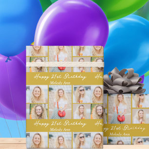 Schicke Goldene Alles Gute Zum Geburtstag Fotocoll Geschenkpapier
