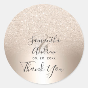 Schicke goldene Glitter-Ombre-Metallfolie dankesch Runder Aufkleber