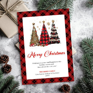 Schicke goldene Leopardin Weihnachtsbaum-Wasserfar Feiertagskarte