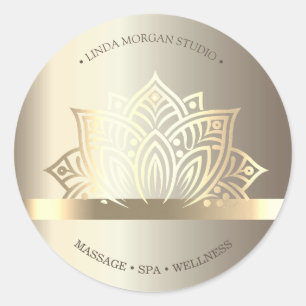 Schicke Goldene Lotusblume Yoga Runder Aufkleber