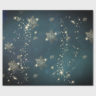 Schicke goldene Schneeflocken Grün Geschenkpapier