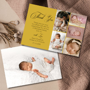 Schicke Goldene Sechs-Foto-Baby-Shower-Dankeschön Dankeskarte