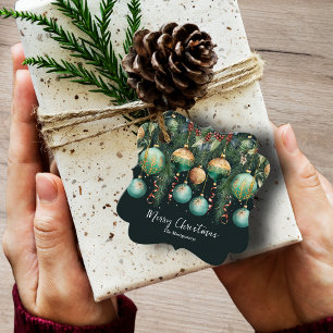 Schicke goldene und grüne Weihnachtsbaum-Ornamente Geschenkanhänger