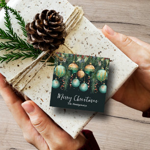 Schicke goldene und grüne Weihnachtsbaum-Ornamente Geschenkanhänger