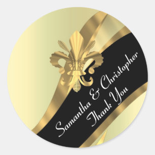 Schicke goldene und schwarze Hochzeitssiegel Runder Aufkleber
