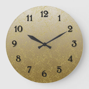 Schicke Goldkonfetti-Funkeln Große Wanduhr