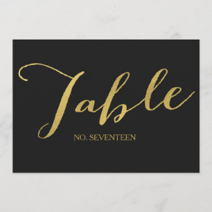 Schicke Goldschrift-Tischnummernkarten Einladung