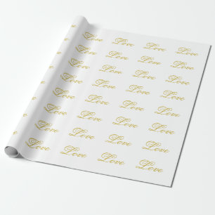 Schicke Goldschrift Weiße Liebe Hochzeit Kalligraf Geschenkpapier
