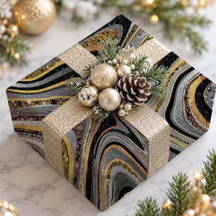 Schicke graue Gold-Sparkling-Marmor-Kunst Geschenkpapier