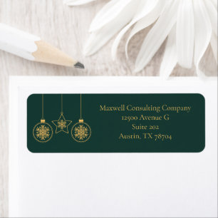 Schicke grüne Gold-Ornamente Weihnachts-Rücksendea
