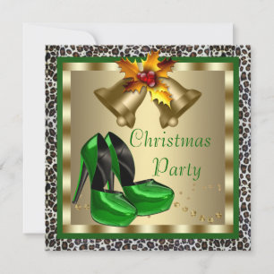 Schicke grüne High Heel Schuhe Weihnachtsfeier Einladung