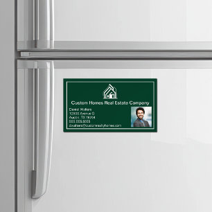 Schicke grüne Immobilienfirma Realtor-Foto Magnetische Visitenkarte