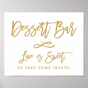 Schicke handgeschriebene Goldene Dessertbar Poster