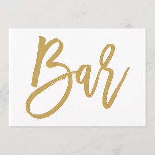 Schicke handgeschriebene goldene Hochzeitsbar-Schi Einladung