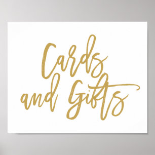Schicke handgeschriebene Goldkarten und Geschenke  Poster