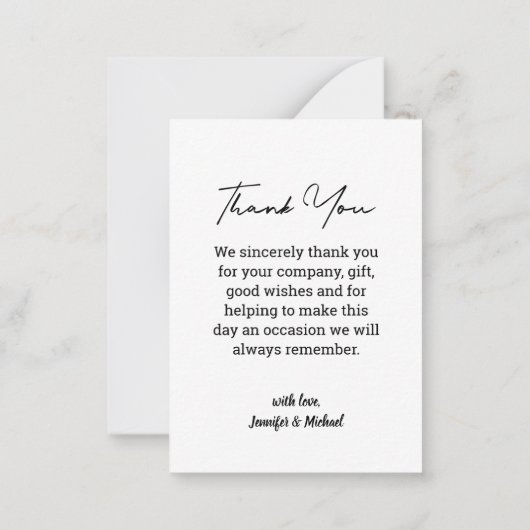 schicke handgeschriebene Hochzeit Foto danke Mitteilungskarte (Rückseite)
