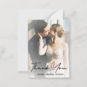 schicke handgeschriebene Hochzeit Foto danke Mitteilungskarte (Vorderseite)