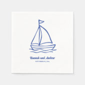 Schicke handgezeichnete Boote mit Wellen Hochzeit Serviette (Vorderseite)