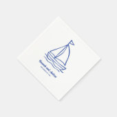 Schicke handgezeichnete Boote mit Wellen Hochzeit Serviette (Ecke)